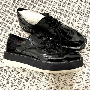 ZARA chunky platform patente leather Oxford derby shoes size 39